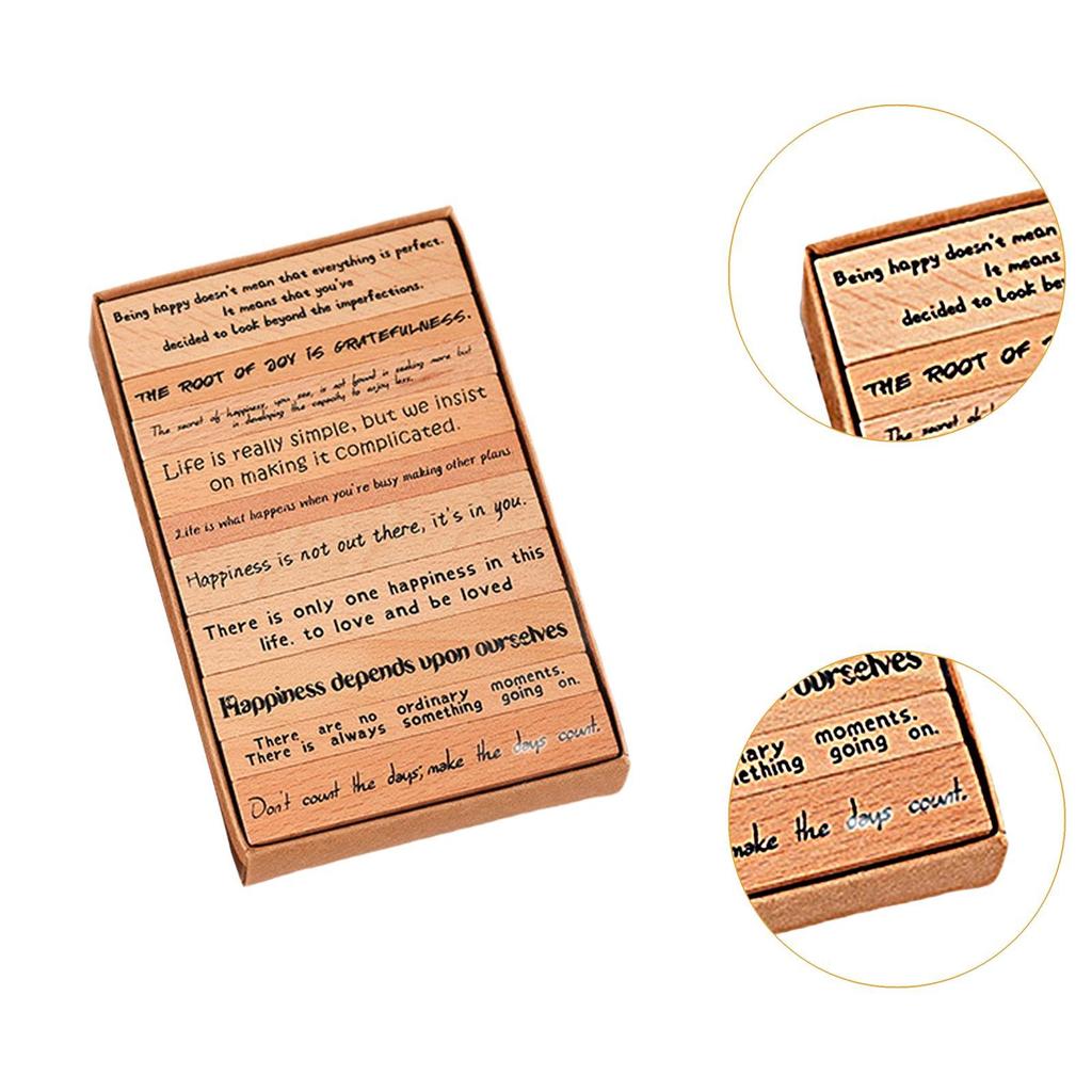 Wood Stamp Set Positive Quotes Stationery Handcraft Stamping Decorative for Teachers Diary Scrapbooking Painting Cardmaking