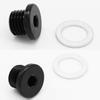 Multi-Purpose Aluminum Metric Thread Port Plug M10 x 1.25 Hex Plug with Crush Washer, Black, Pack of 2