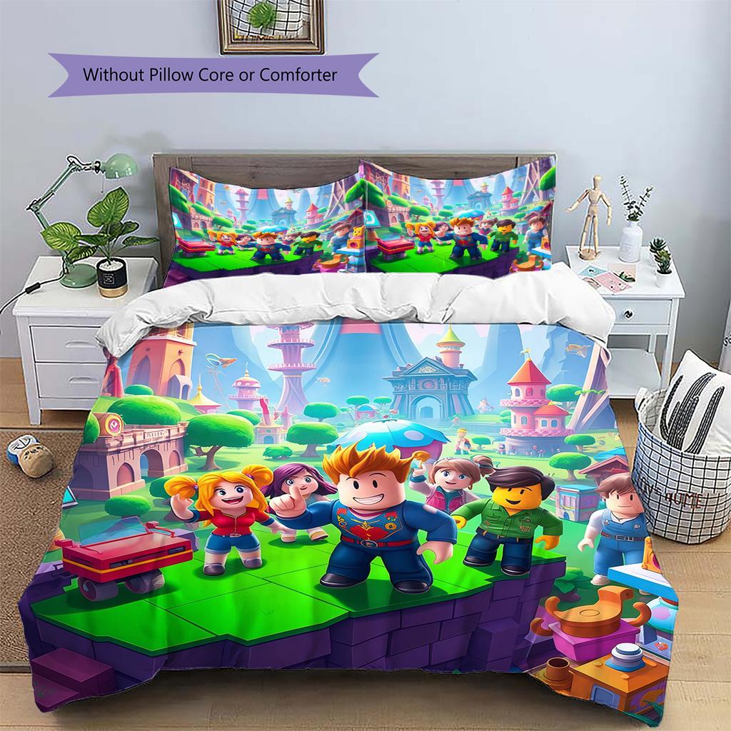 Roblox Pattern Bedding Quilt Set Home Decoration Gift (1 * duvet cover + 2 * pillowcase without core)