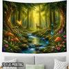 2D Flat - 2D Flat - 2D Flat Print 1pc Tapestry Forest Stream Deer Tapestry, Magical Nature Scene Wall Hanging Oversized Polyester Fabric Perfect for D
