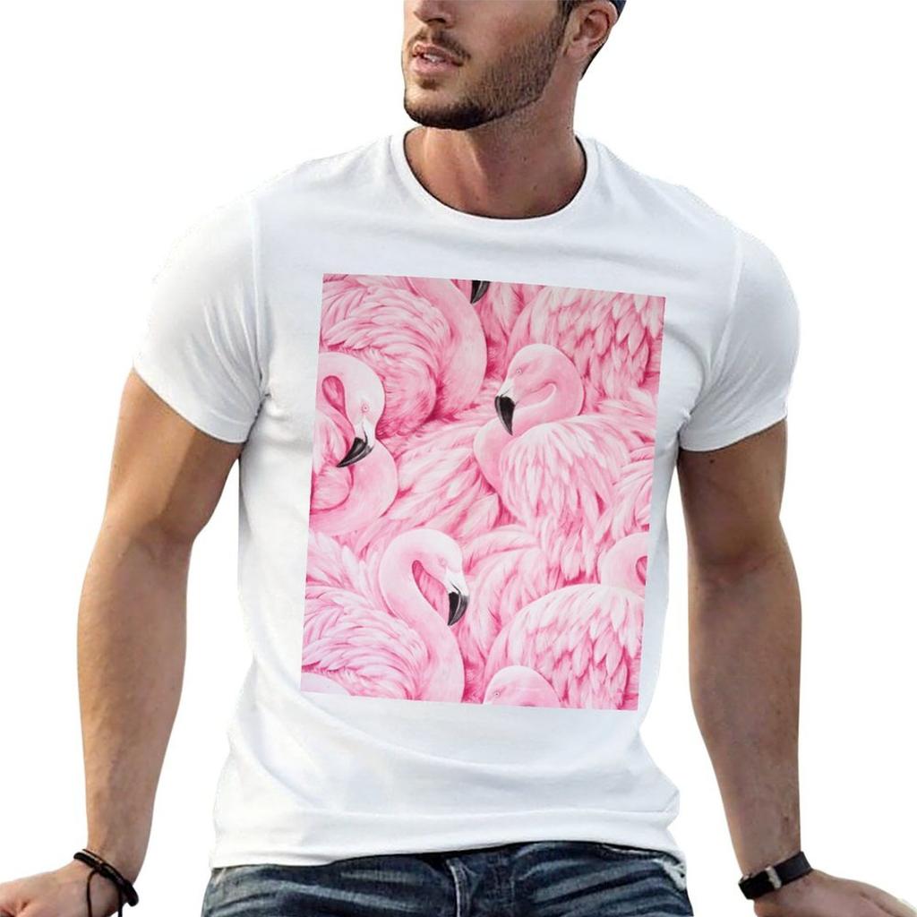 Blush Pink Flamingo Art Tshirt Halloween Casual Tshirt