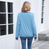 Women's Color Block Ribbed Sweatshirt Long Sleeve Crewneck Loose Fit Casual Pullover
