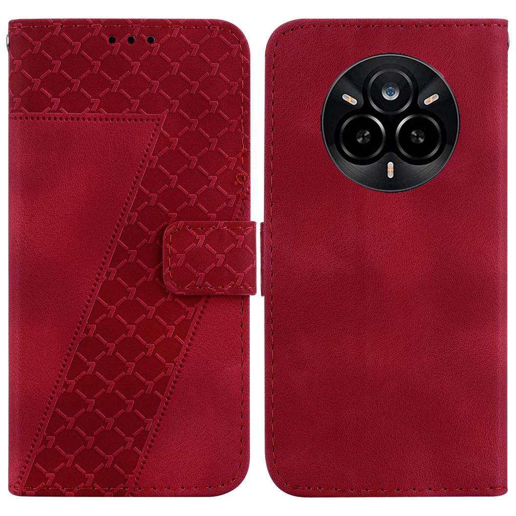 For Realme 14 Pro 5G Stand Case 7-Shaped Pattern Imprint Leather Phone Cover