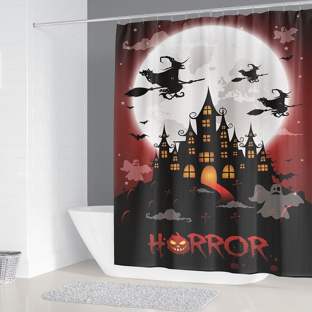 US Halloween Castle Waterproof Shower Curtain Bath Mat Carpet Lid Toilet Cover US Halloween Castle Waterproof Shower Curtain Bath Mat Carpet Lid Toilet Cover