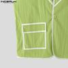 INCERUN Men Outfits Stitching Sleeveless Waistcoat Long Pants Loose Sets