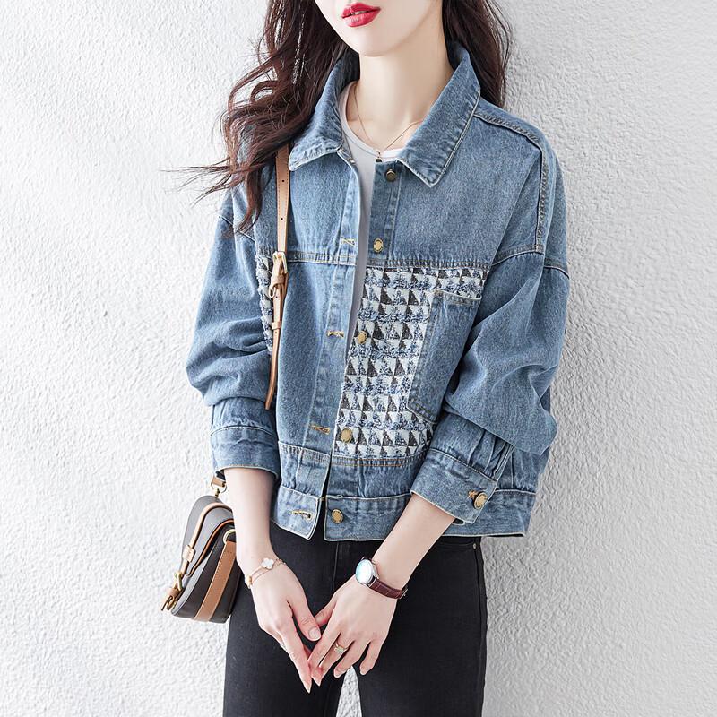 Women's Loose Fit Patchwork Denim Jacket