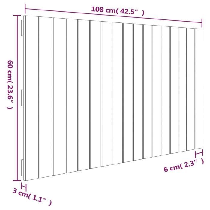 824823 vidaXL Tête de lit murale 108x3x60 cm Bois massif de pin