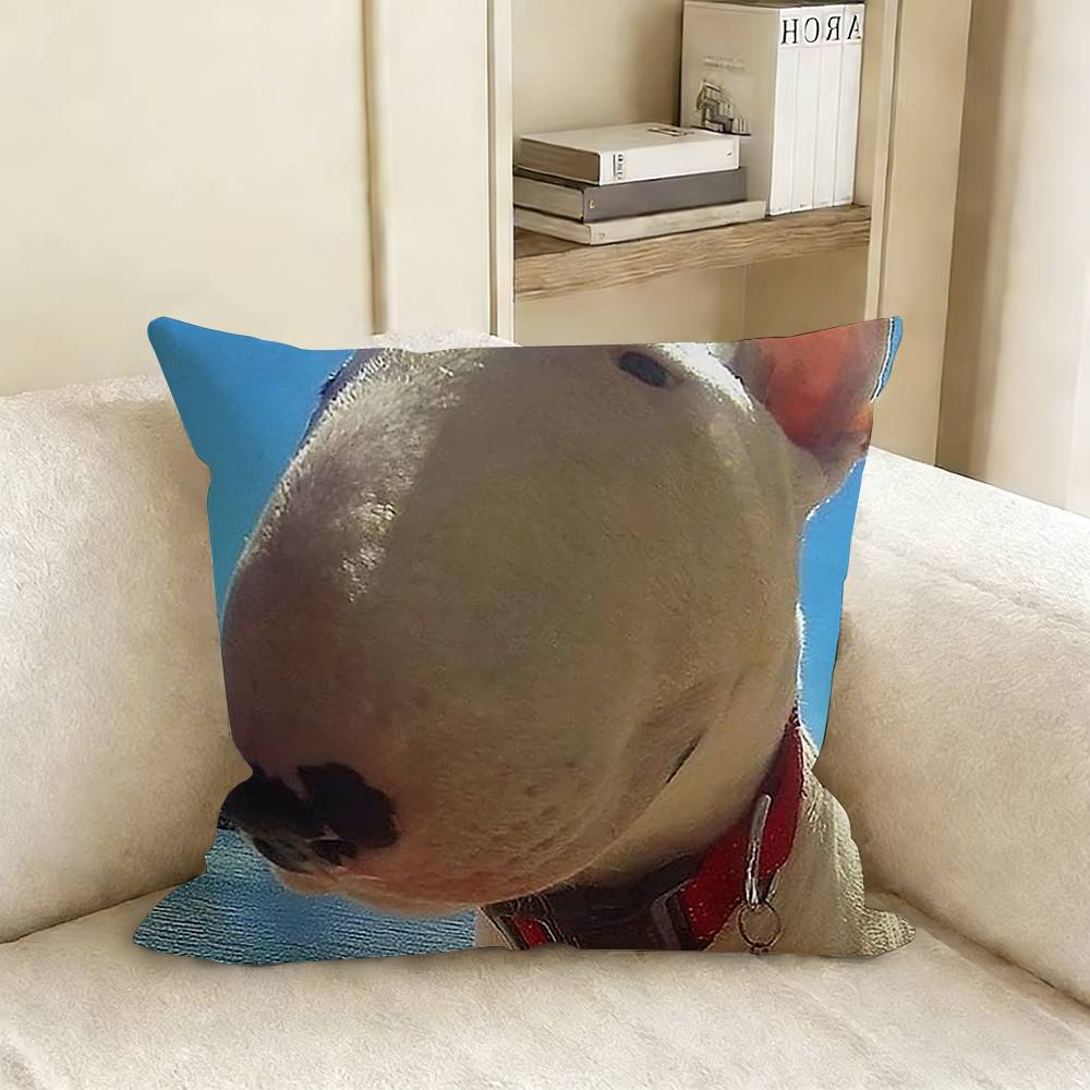 Funny Bull Terrier Dog Pillow Case Living Room Sofa Cushion Cover Suitable For Home Bedroom Room Decoration