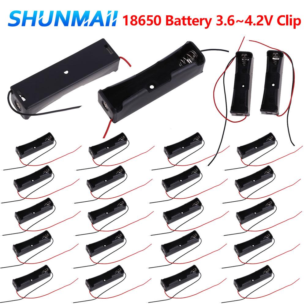 10-100pcs 18650 Power Bank Cases 3.6V-4.2V 18650 Battery Holder Storage Box Case 1 Slot Battery Container With Wire Lead
