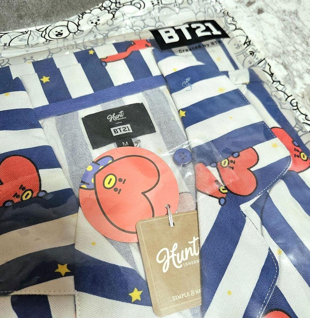 [USED] Official BT21 Navy Medium Pajamas + TATA Sleep Mask