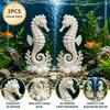 2PCS Double Seahorse Coral Base Seahorse Statue Minimalist Seahorse Table Decor  Bookshelf Display