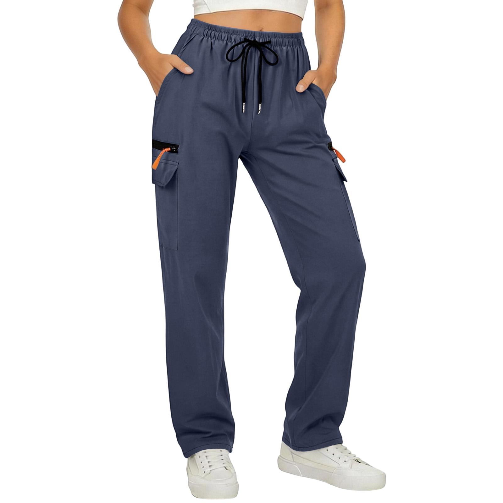 

Women’s Loose Casual Pants – Quick-Dry Cargo Pants With Drawstring XL Темно-синій