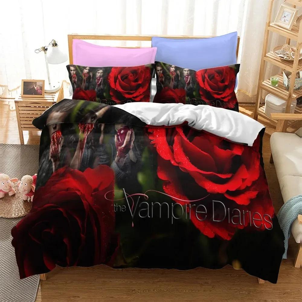 3D Printed The Vampire Diaries Bedding Set Pillowcase Duvet Cover Double Twin Full Queen King Adult Kids Bedclothes Quilt Cover