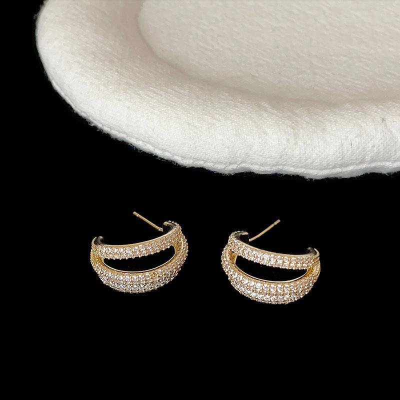 Multi Layer Crystal Earrings Elegant Daily Jewelry