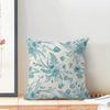 1Pc Teal Botanical Floral Pillow Cover, Polyester Double-Sided Print, Vintage Flower & Fern Design, Nature-Inspired Home Decor G