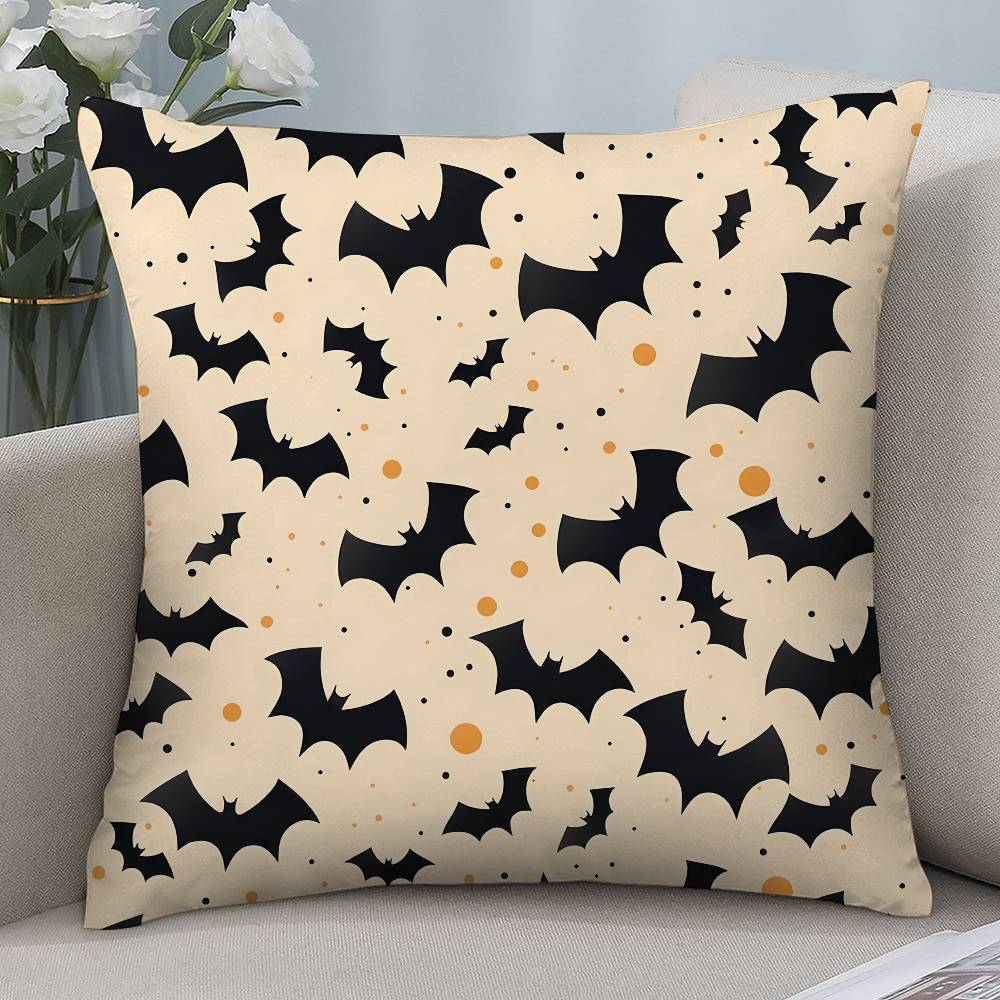 Halloween Scary Bats Pillow Case Short Plush Double-Sided Print Square Throw Pillow Covers Sofa Home Cushion Decor