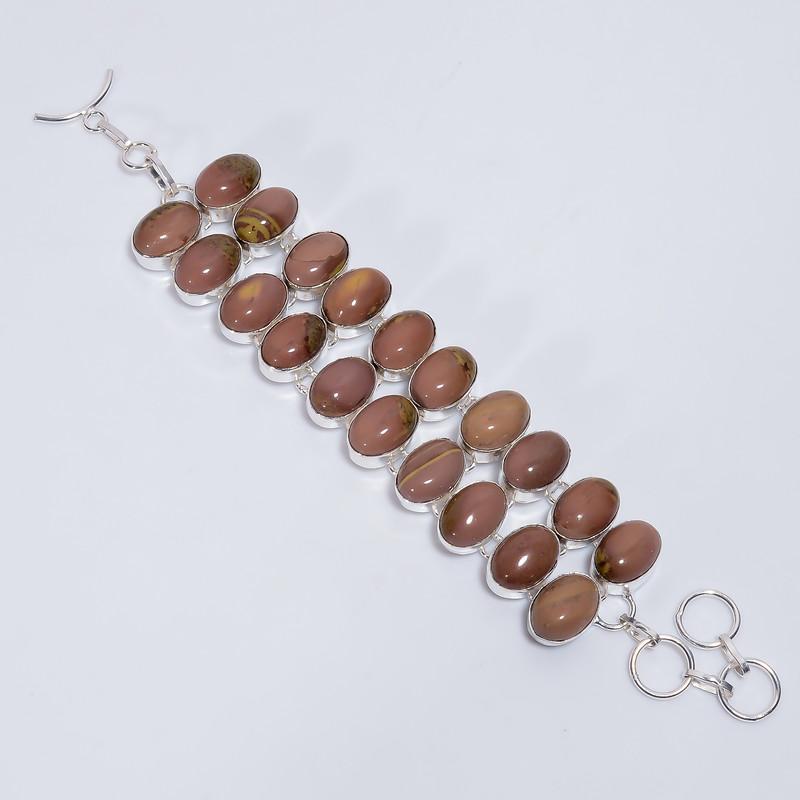 

Classic Top Grade Qualite 100% Natural Cherry Creek Jasper Oval Shape Ethnic Style Handmade Jewelry 925 Steling Silver Bracelet 6-8 WSJ5097 срібний