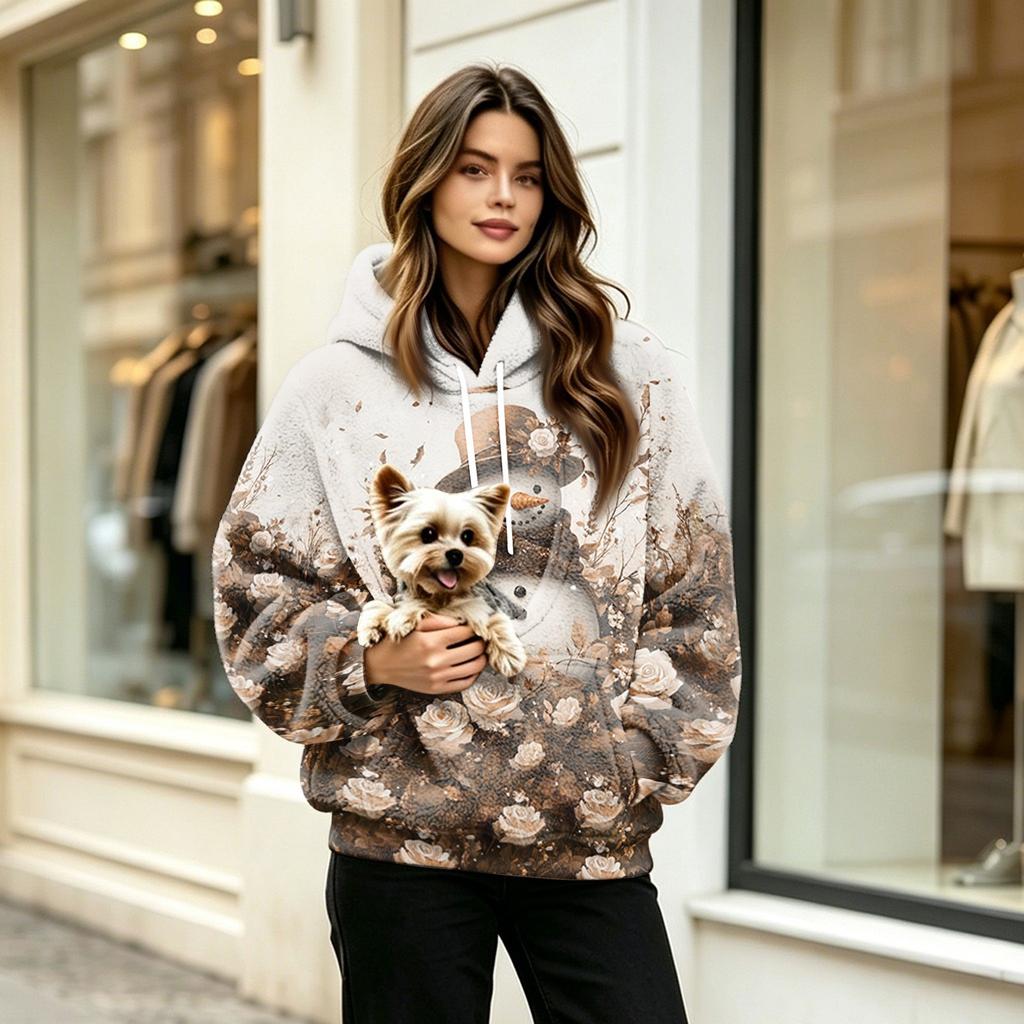 Unisex Athletic Hoodie with and Dog Pouch, Long Sleeve Pullover Sweatshirt