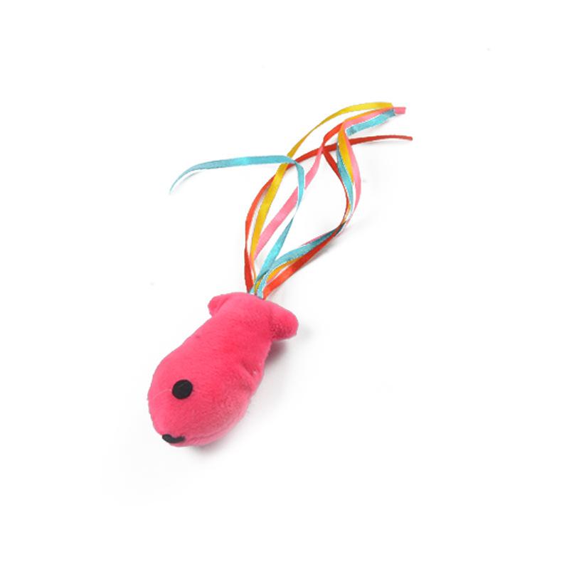 Colorful Ribbon & Fish Cat Teaser with Steel Wire for Self-Entertainment