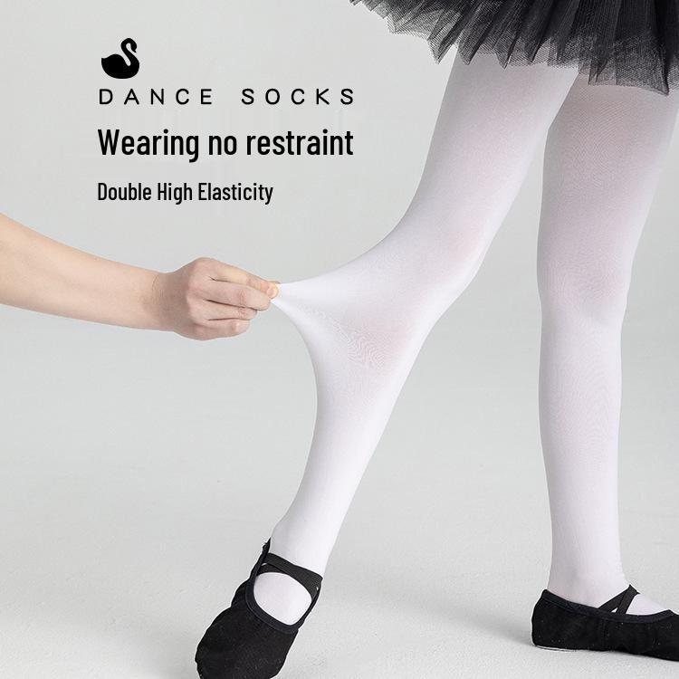 Girls' Anti-Snag, Non-Slip, High-Elasticity White Dance Stockings
