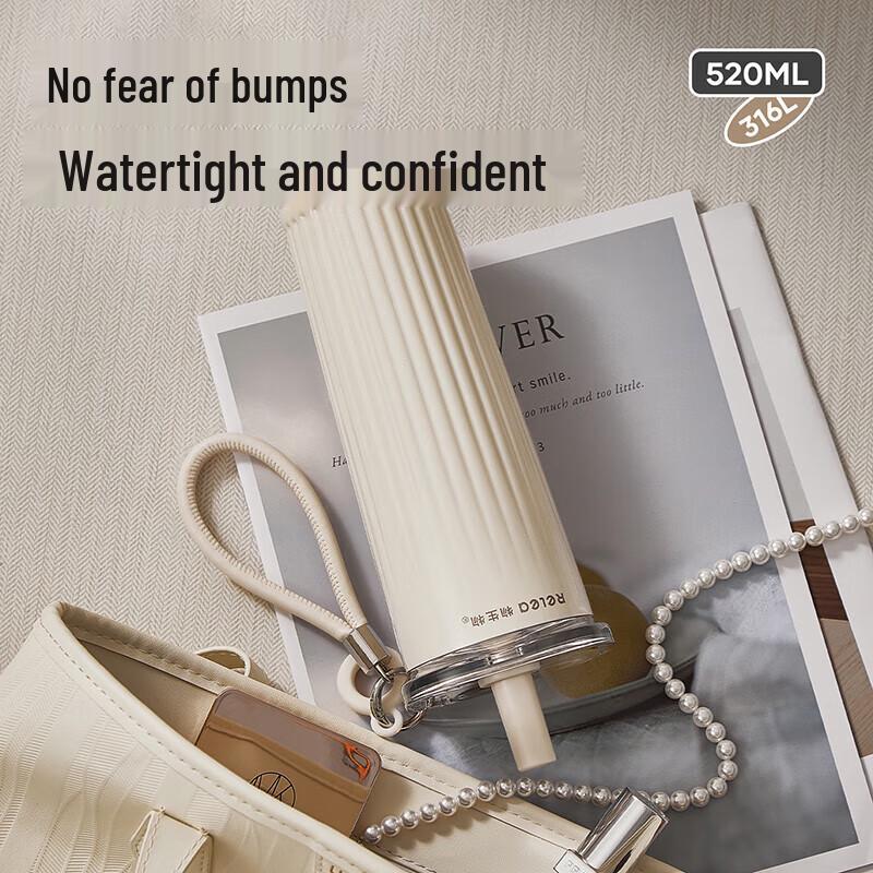 RELEA Ceramic Lined Straw Vacuum Mug