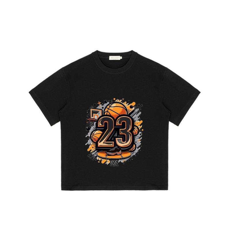 Basketball T-Shirt Black Number 23 Basketball and Hoop Graphic for Sports Fans and Casual Wear
