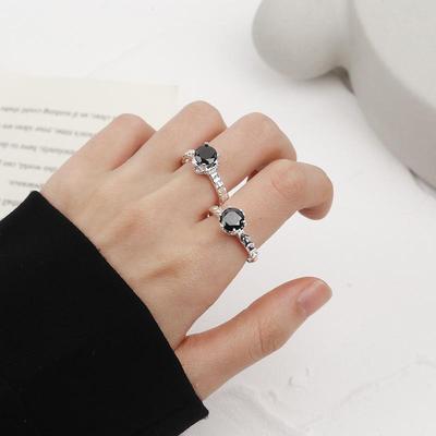 Black Zircon RIngs For Women Man Couple Wedding Engagement Ring Jewelry