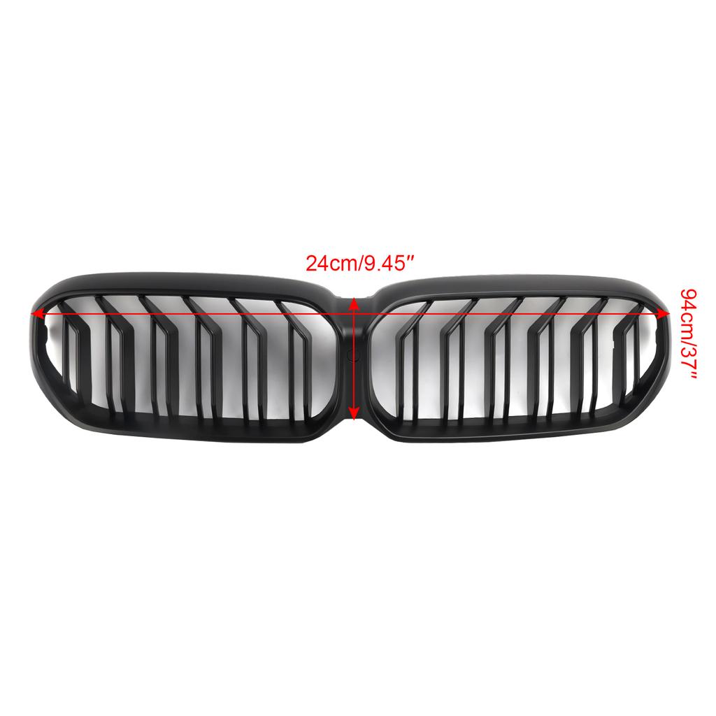 Matte Black Dual Slats Front Kidney Grille For BMW G30 G31 LCI 2021-2024