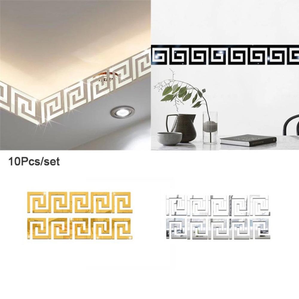 Hollow Acrylic Wall Mirror Sticker With Self Adhesive For Living Room Bedroom Edge Strip Corner Line Building Border Home Decor