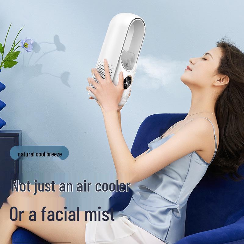 Smart Bladeless Desktop Fan - Silent, Misting, and Portable with Large Air Volume