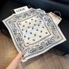 Silk scarf women's spring and autumn decoration versatile ins simple style striped square scarf streamer simulation silk fashion scarf scarf scarf