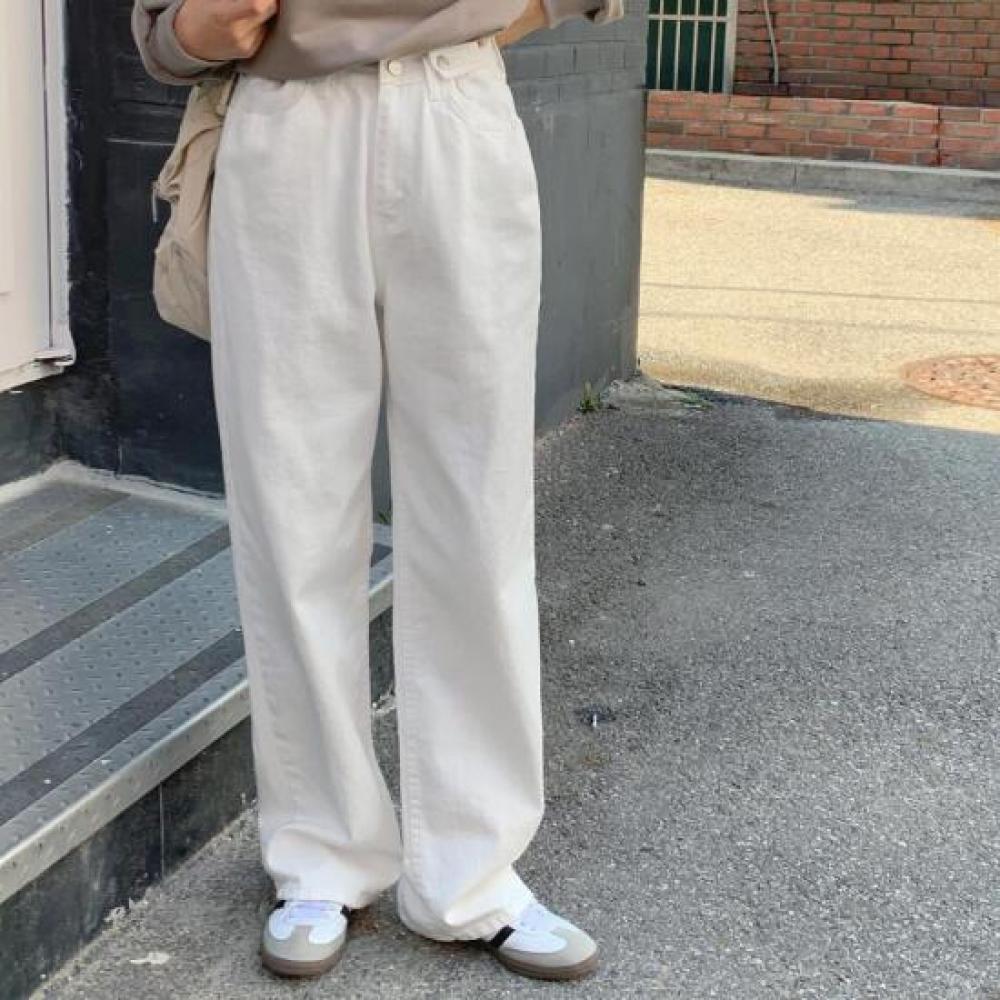 Open Run AbaSSo Women S Simple Plain Wide pantS Autumn