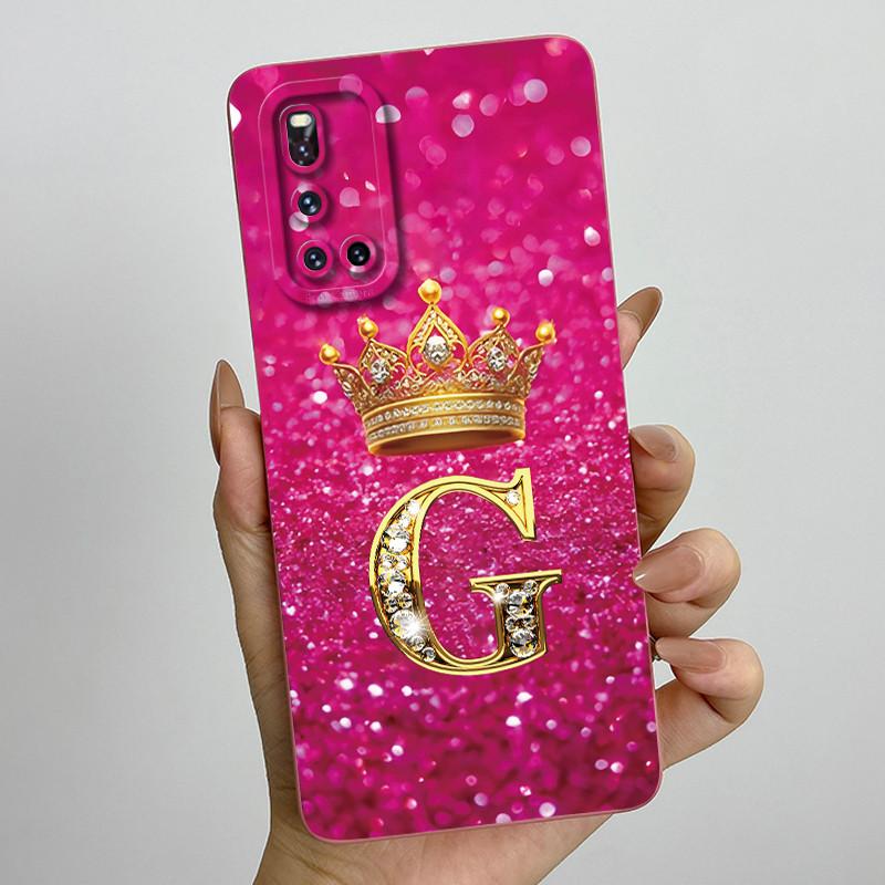 For Vivo V19 1933 Case Luxury Crown Letters Couple Liquid Silicone Soft Phone Cases For Vivo V 19 Camera Protection Back Cover