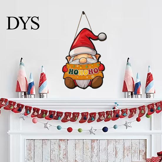 Decorative Hanging Signs Christmas Door Sign, Gnome Shape with Adjustable Hemp Rope, Vintage Tree Decorations Decoration Wall Signs, for Home