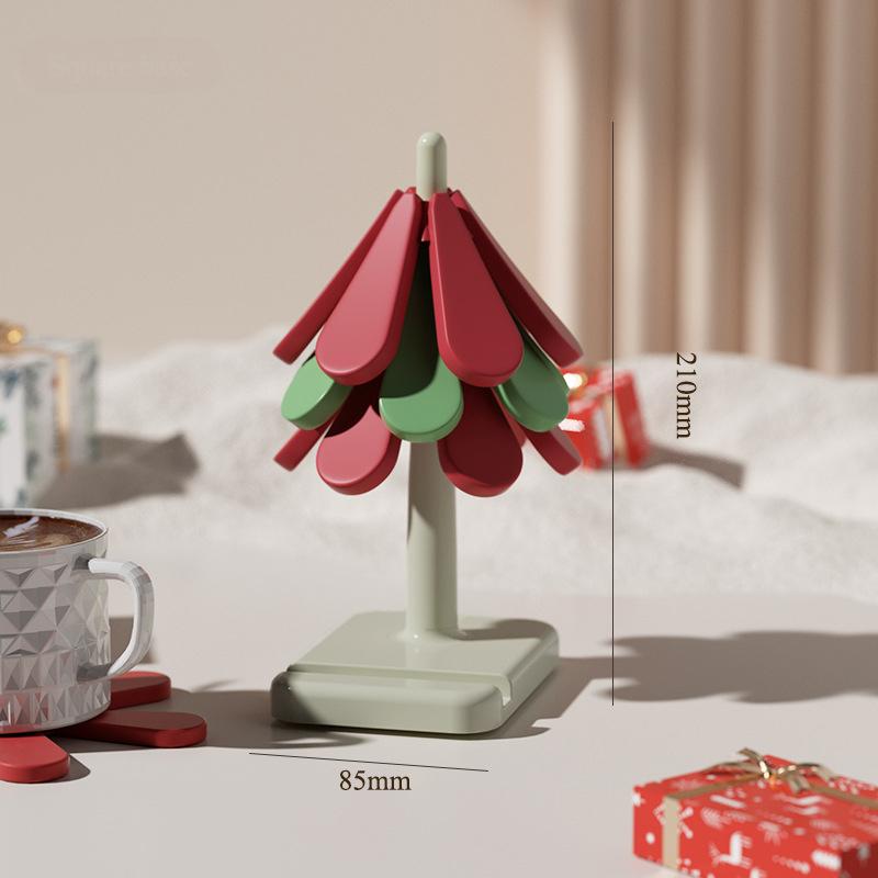 4pcs Silicone Mat Dishes Tree Design Trivet Set Coaster for Teapot  Pots Stand Insulation Pad Placemats Dining Table Gift