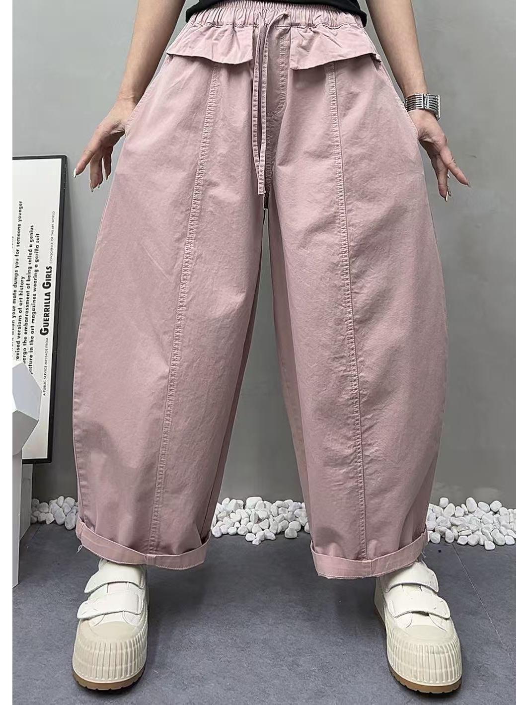

Spring 2026 Women s Wide-Leg Workwear Pants - Elastic Waist, Drawstring, Casual, Versatile Harem Style One Size