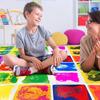 50cm Liquid Color Floor Tiles: Sensory & Puzzle Mat for Kids