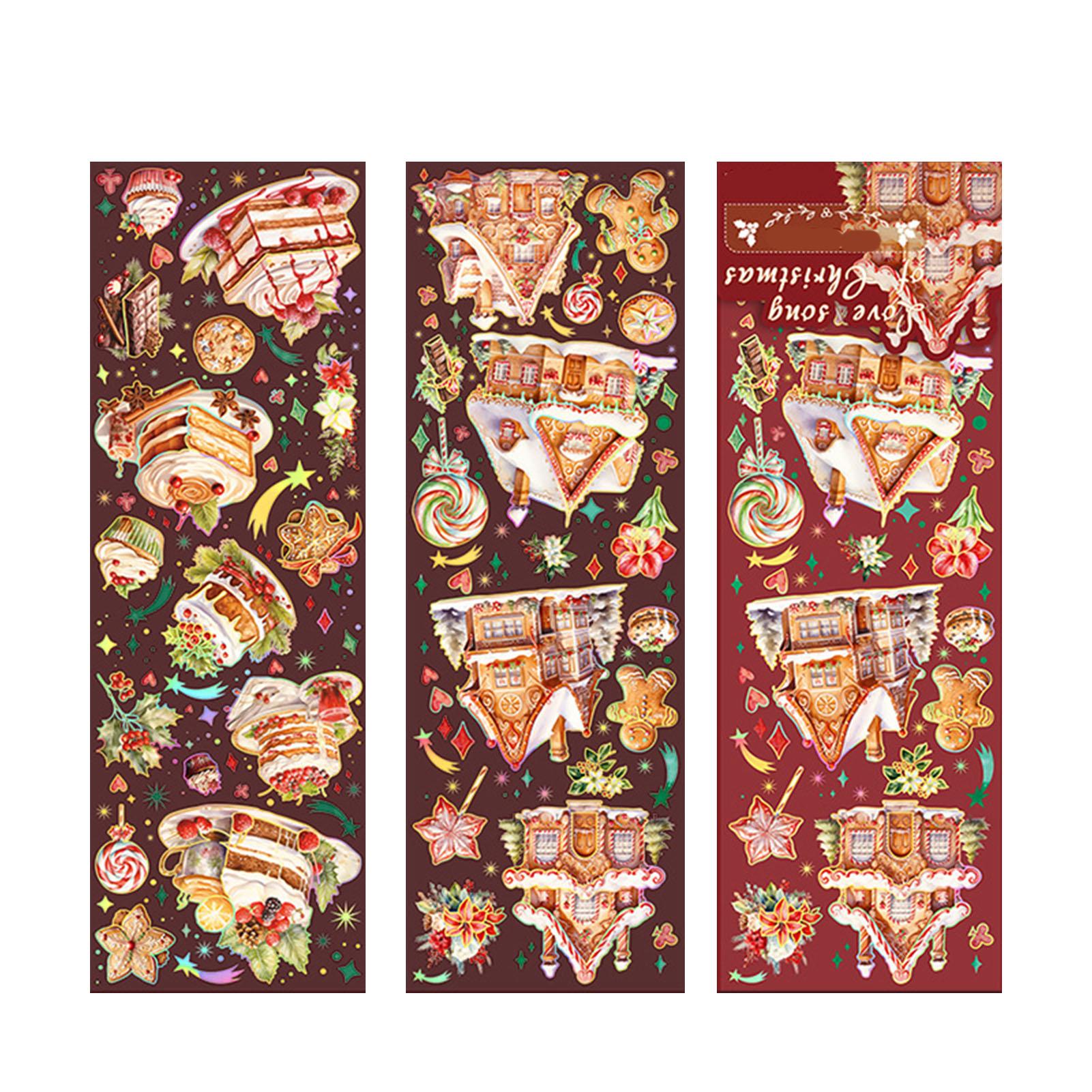 2 листа рождественских наклеек для скрапбукинга PET легко отрывающиеся цветочные рождественские наклейки для скрапбукинга