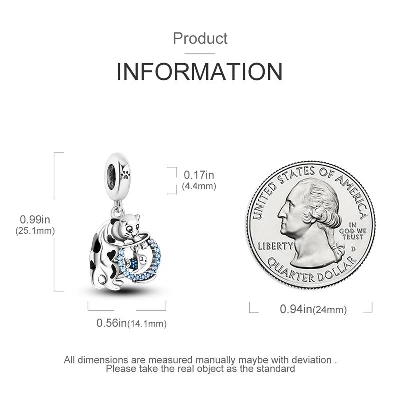 Charms Platacat Catching Fish Blue Zircon Beads Fit Originalbracelets Charms For Women Jewelry Diy Making Gifts