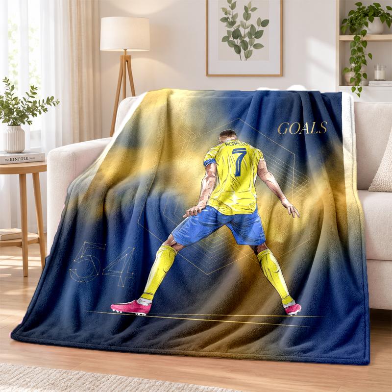 Cristiano Ronaldo Printed Flannel Blanket Warm Comfort Bed Throw For Indoor Home Decoration