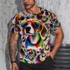 Camiseta de Hombre Estampada en 3D Manga Corta Cuello Redondo Pulóver Top Casual