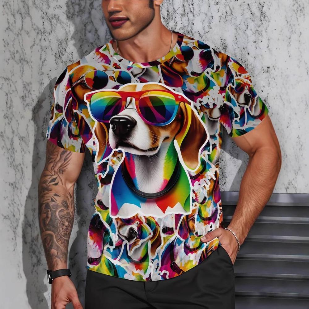 Camiseta de Hombre Estampada en 3D Manga Corta Cuello Redondo Pulóver Top Casual