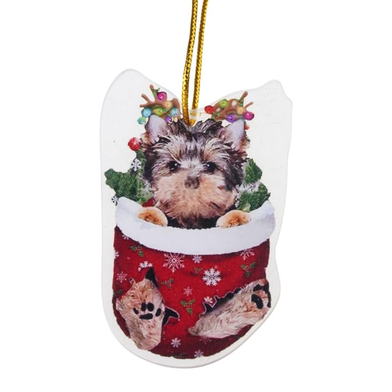 Festival Dog Hanging Charm Acrylic Dog Pendant Christmas Decoration Hanging Dog Ornament for Tree Adornment