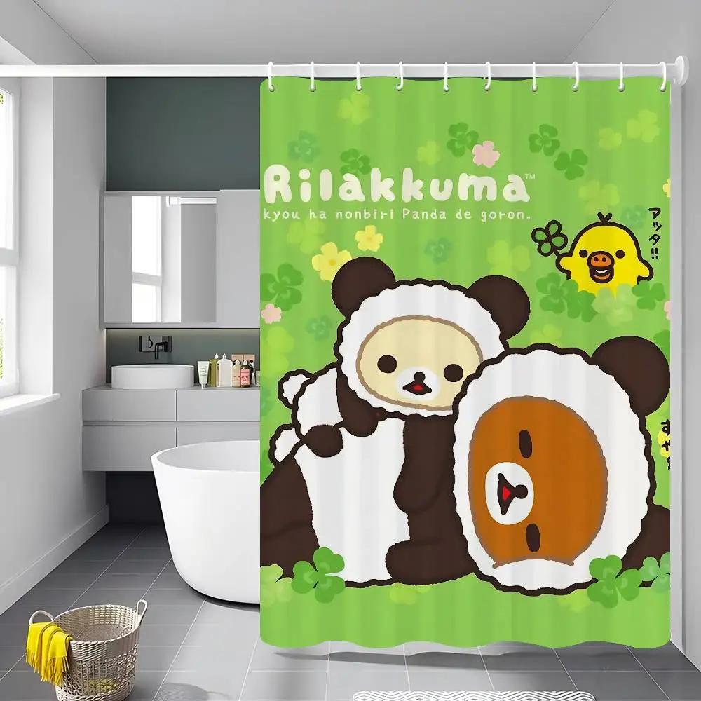 Classics R-Rilakkuma-A 1Pc Shower Curtain Polyester Waterproof Shower Curtain Bathroom Partition Curtain Decoration Accessorie