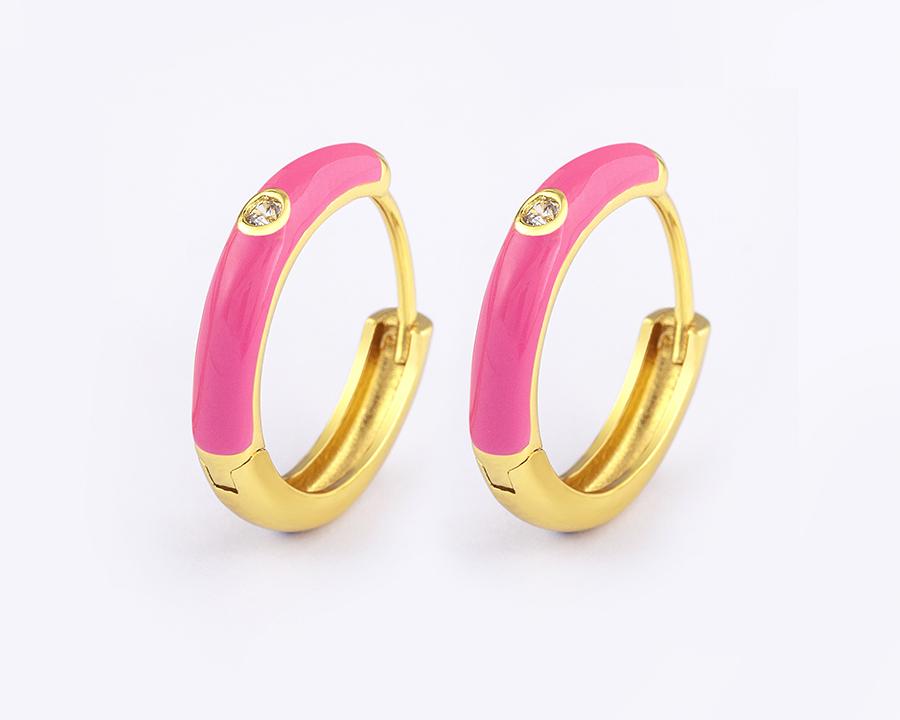 Nidin New Minimalist Candy Colors Enamel Round Hoop Earrings for Women Zircon Piercing Cartilage Huggie Ear Jewelry Wedding Gift