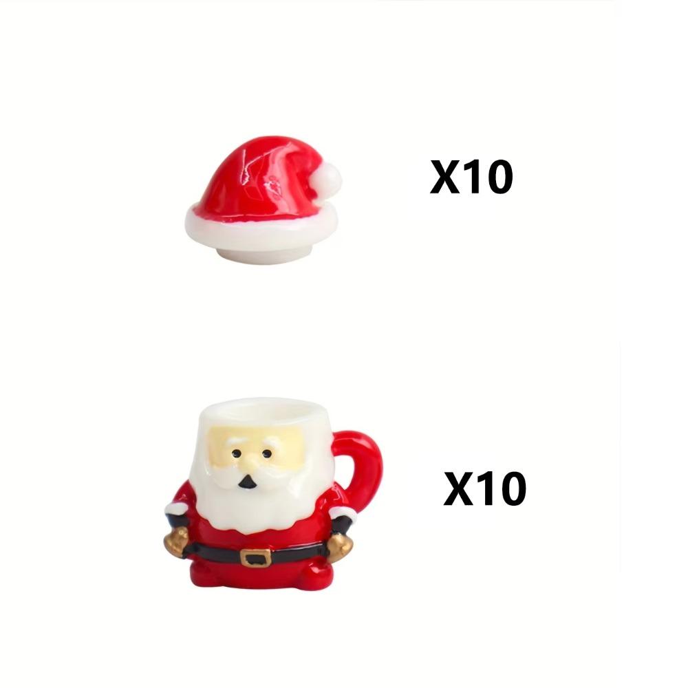 10 Set Resin Santa Claus Coffee Cup Pretend Play Cute Miniature Christmas Water Cup Crafts DIY Santa Claus Miniature Ornament