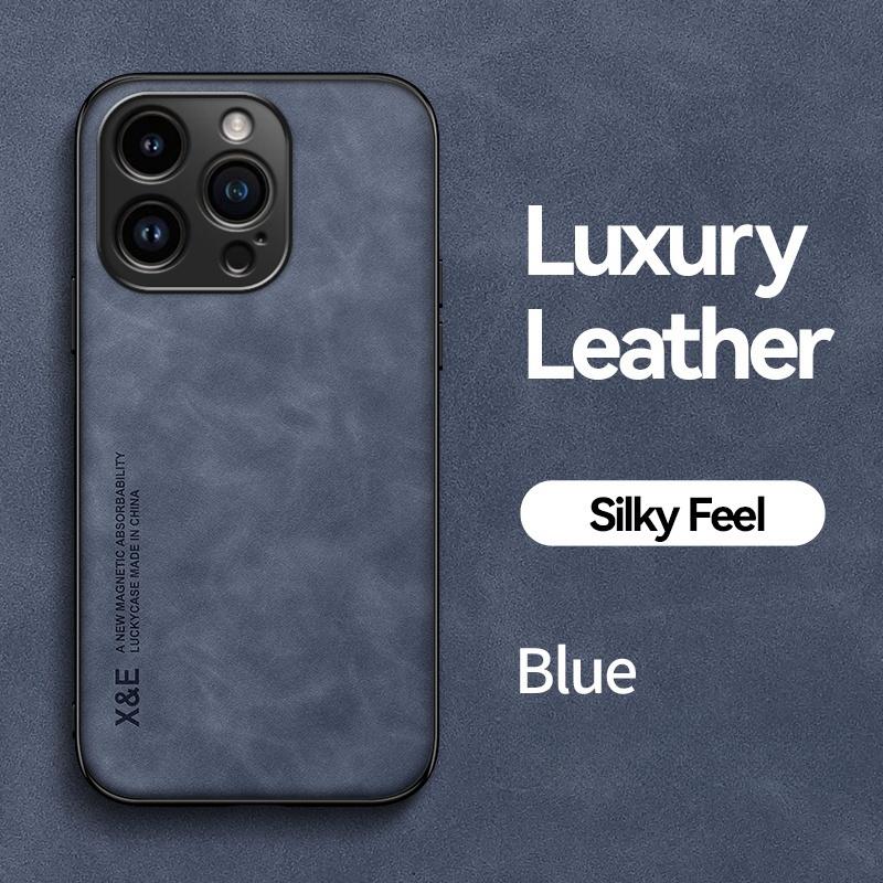 Luxury Magnetic Leather Case For iPhone 16 15 14 13 12 11 Pro Max Mini Plus XR XS X SE 15Pro Shockproof TPU Silicone Back Cover