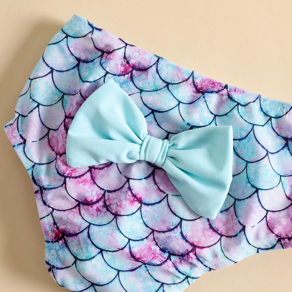 Baby Girl Mermaid Tassel Swimsuit with Sun Protection Shirt and Bubble Sleeves
