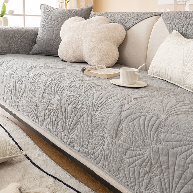 Nordic Simple Solid Color Sofa Cushion Four Seasons Pure Cotton Fabric Non-Slip Cotton Seat Cushions Universal Modern Sofa Cover Slipcover