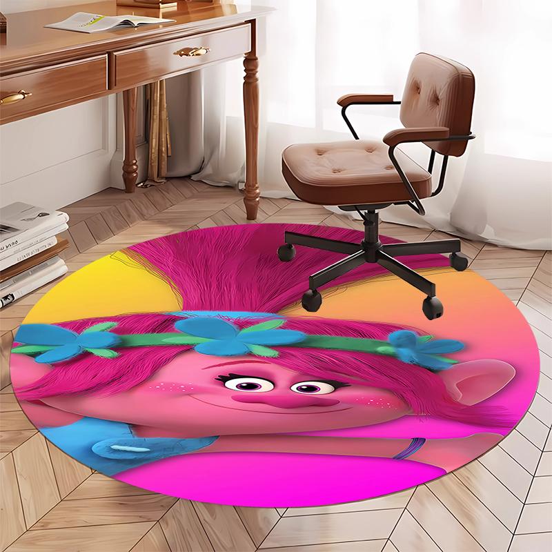 Trolls Printed Round Rug Carpet Chair Rug Area Rug Entryway Doormats,for Office Chair Living Room Bedroom Kitchen Room.